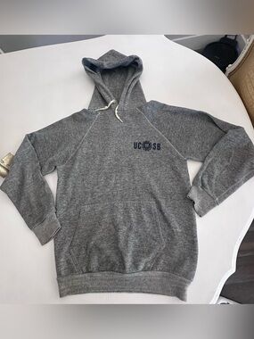 VTG 70s Artex UCSB Hoodie Sweatshirt Small Gray Raglan Made In USA Rare Unisex